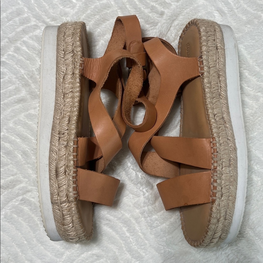 Soludos Olympia Tan Leather Platform Espadrille Sandals Size 10 EUC - Picture 6 of 16